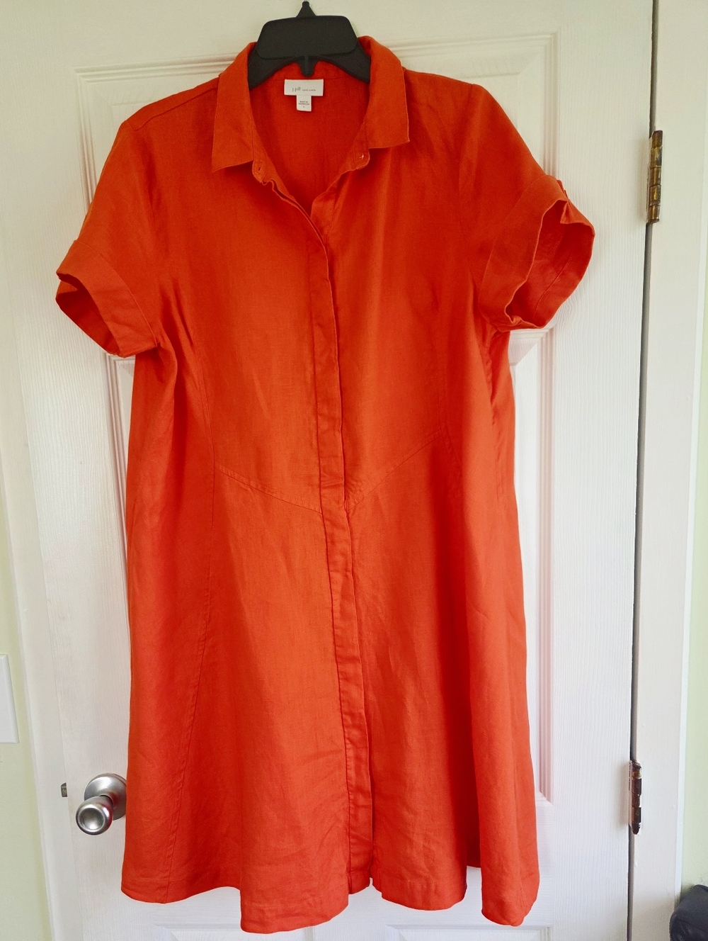 J. Jill Love Linen ✨️ Women's Zinnea Orange Linen Midi Dress Size L - Picture 2 of 12
